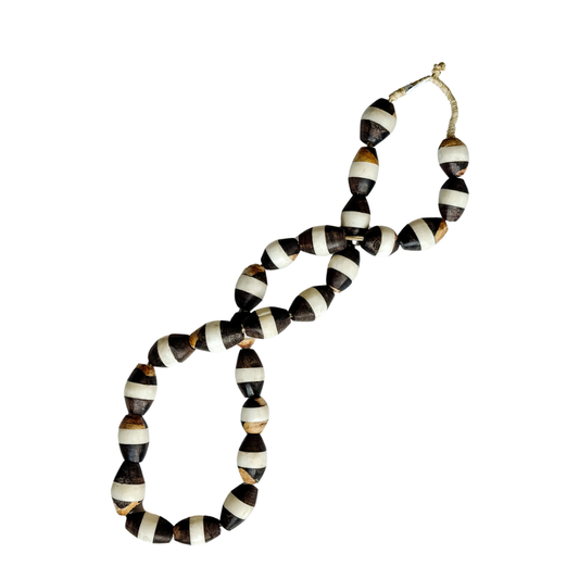 Brown and White Stripe Beads