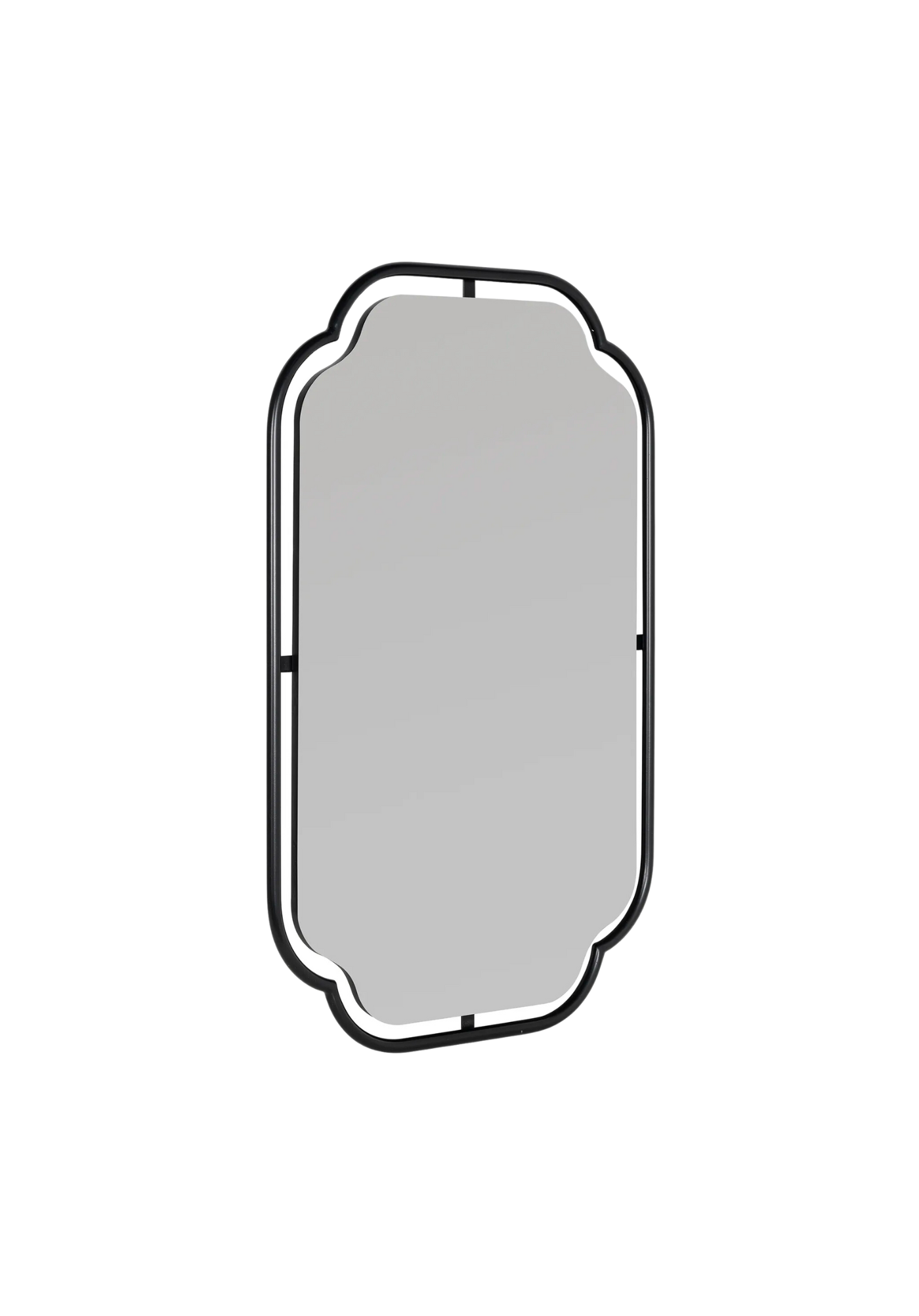 Oval Shaped Black Metal Mirror