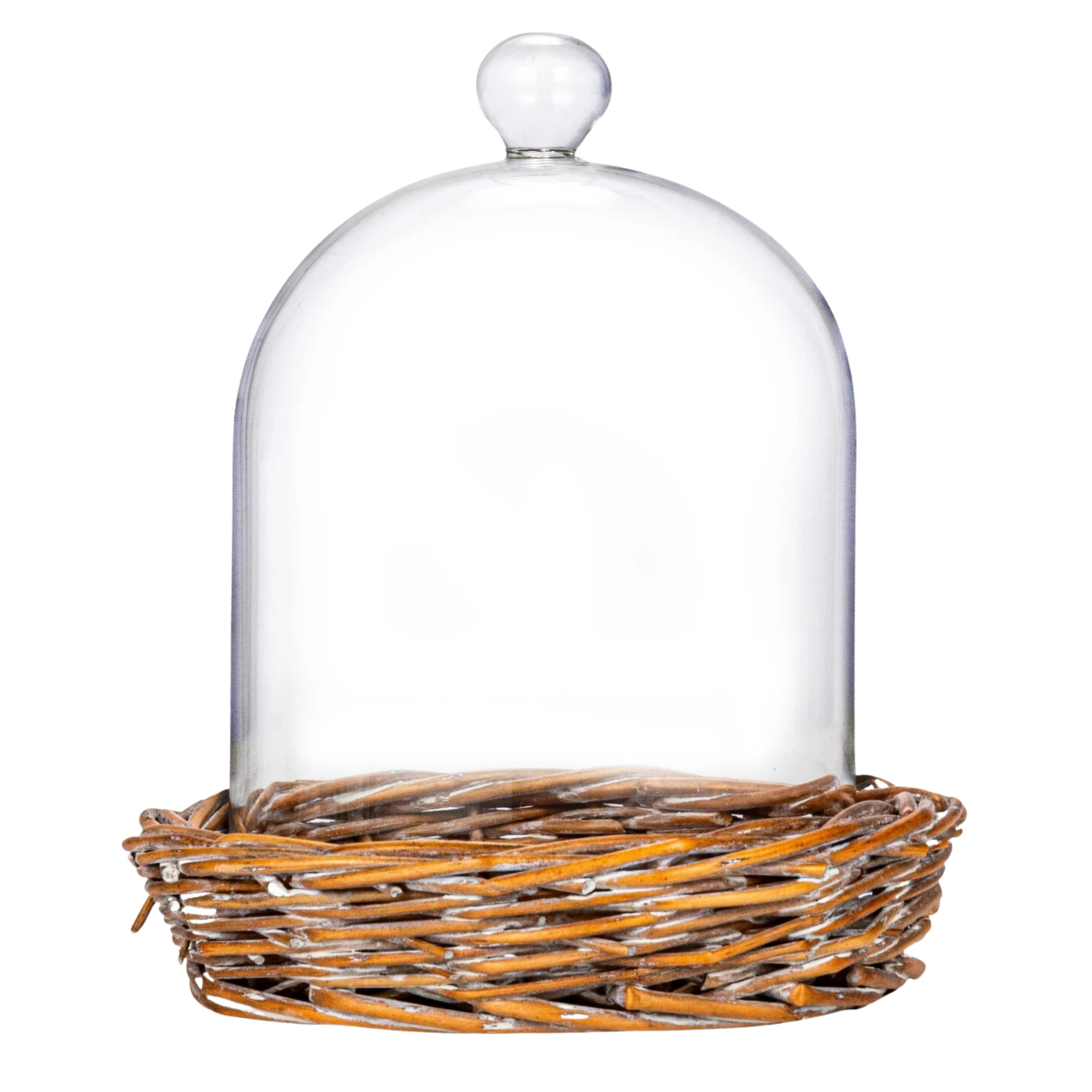 Glass Cloche with Woven Base