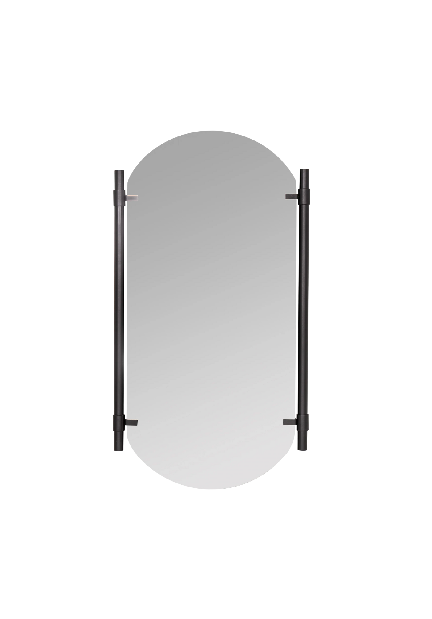 Frameless Black Oval Mirror