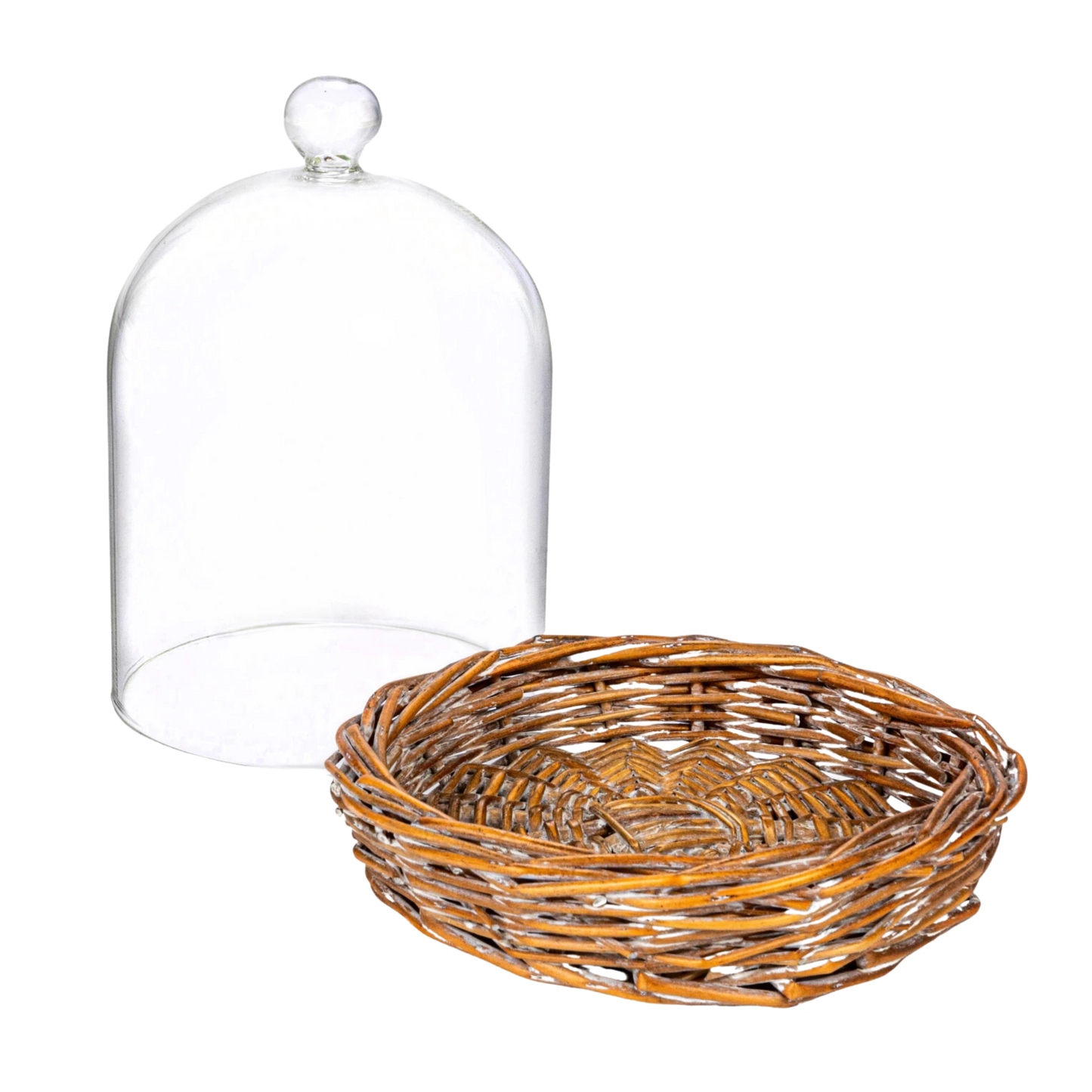 Glass Cloche with Woven Base