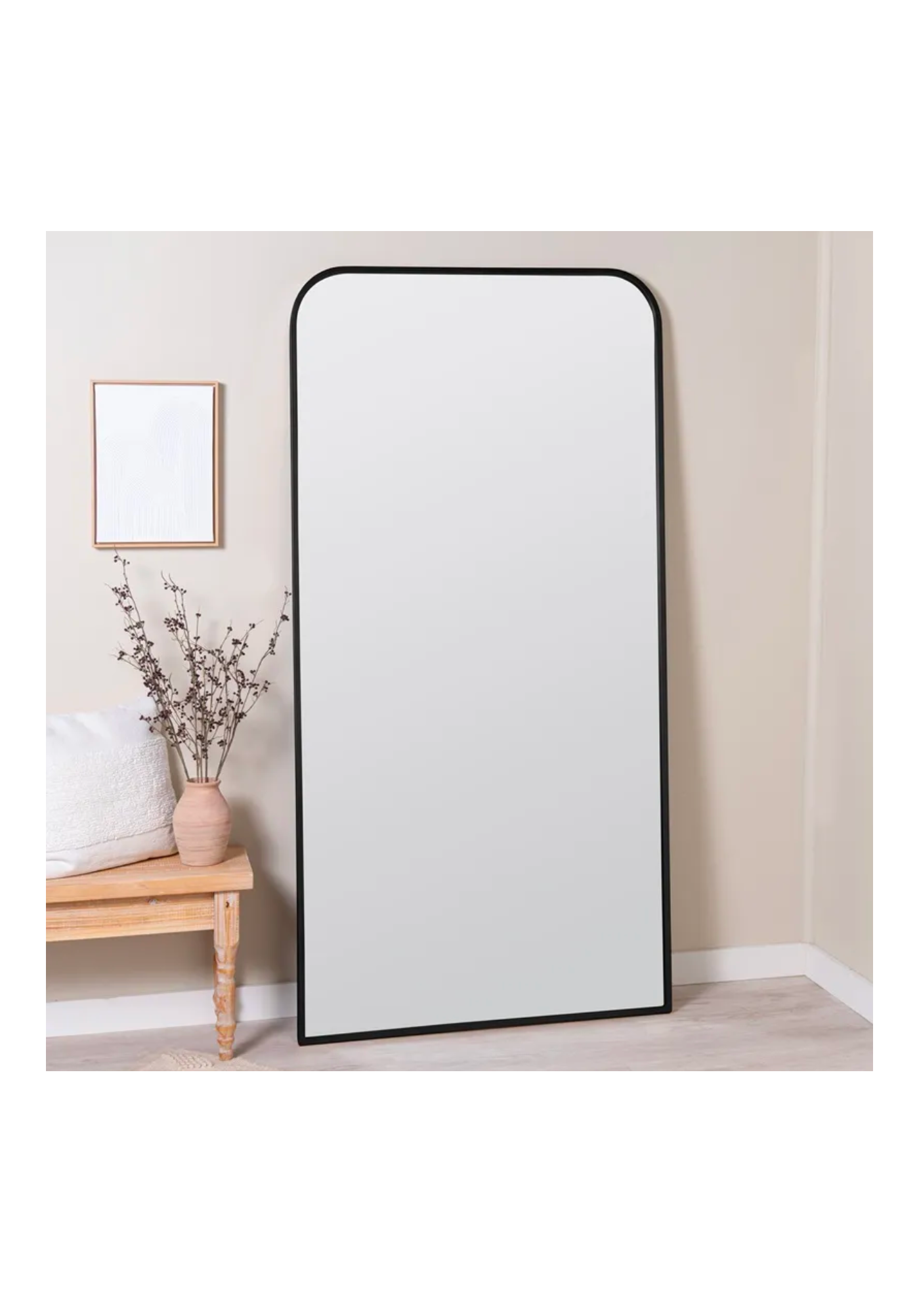 Curved Black Floor Mirror