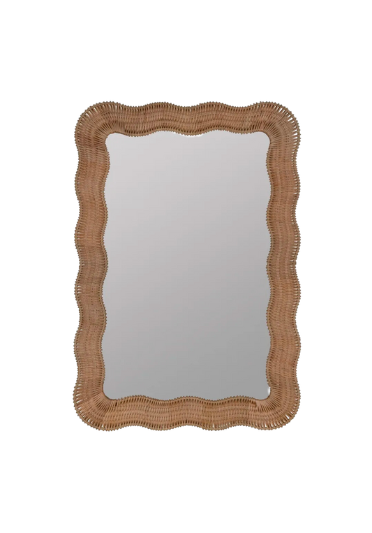 Scalloped Rattan Mirror