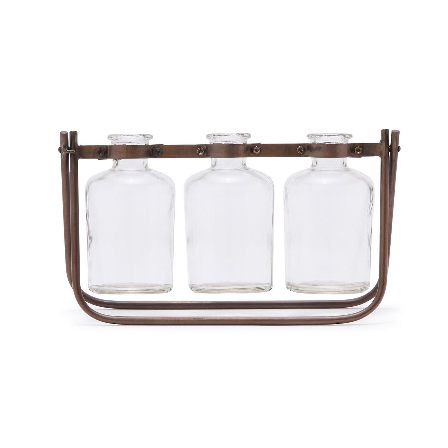Three Glass Bud Vases with Stand