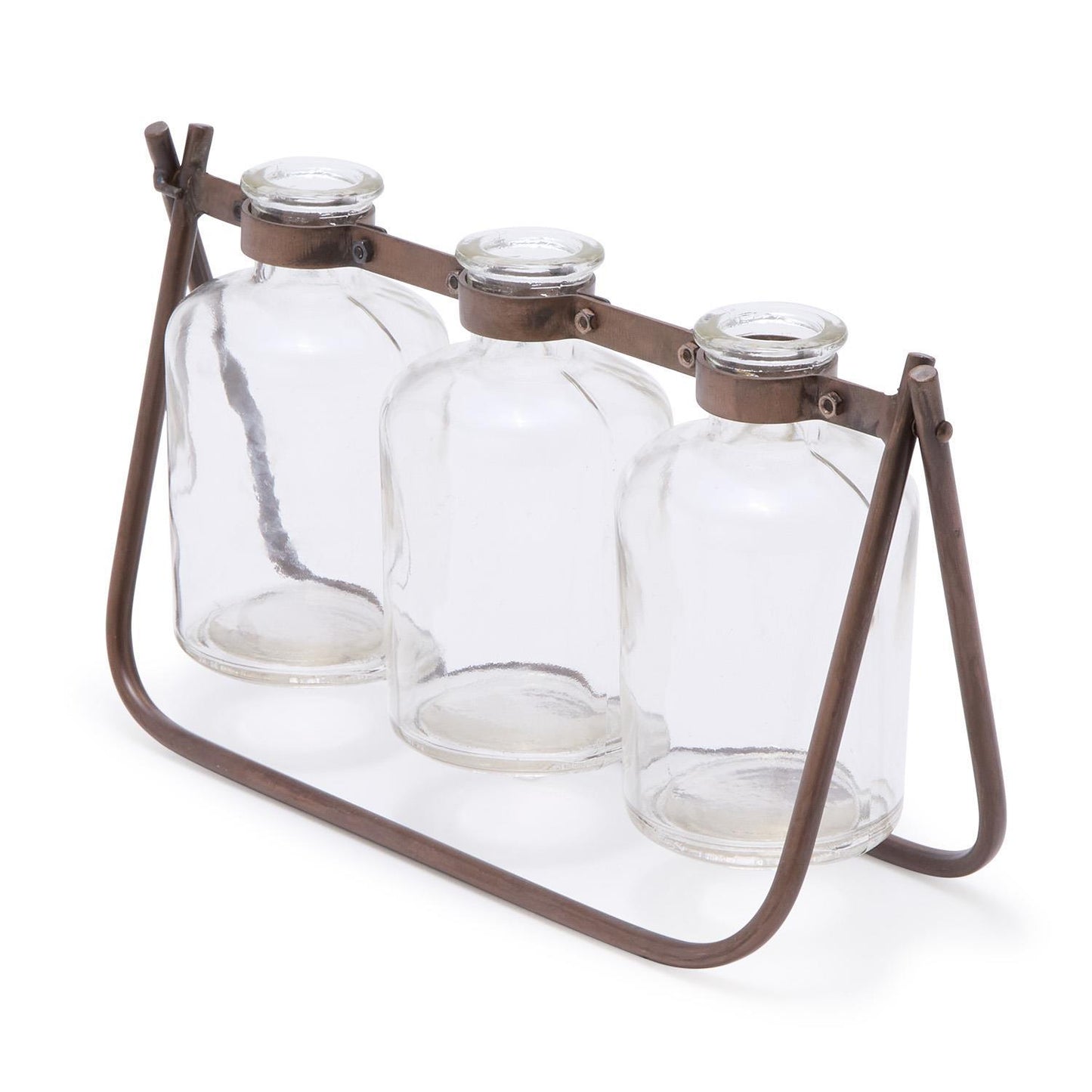 Three Glass Bud Vases with Stand