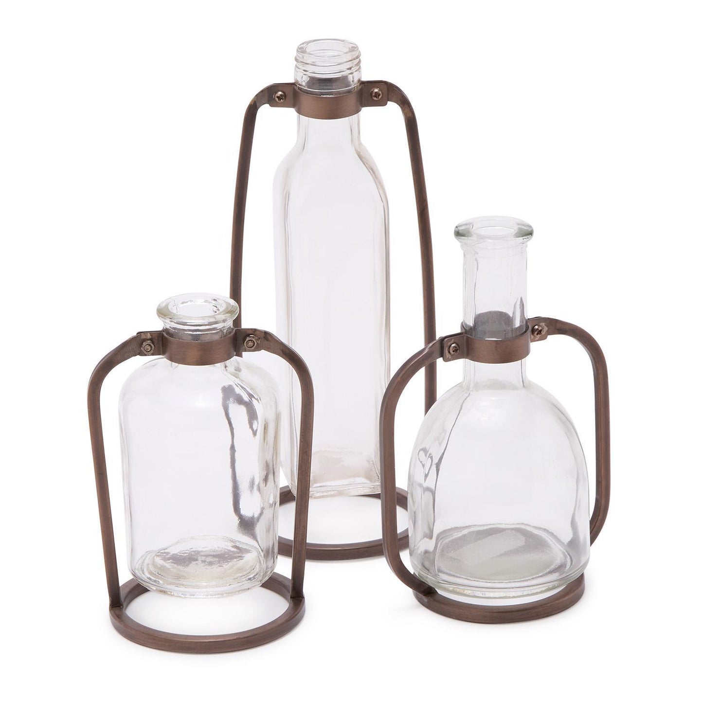 Bud Vase with Metal Stand (Set of 3)