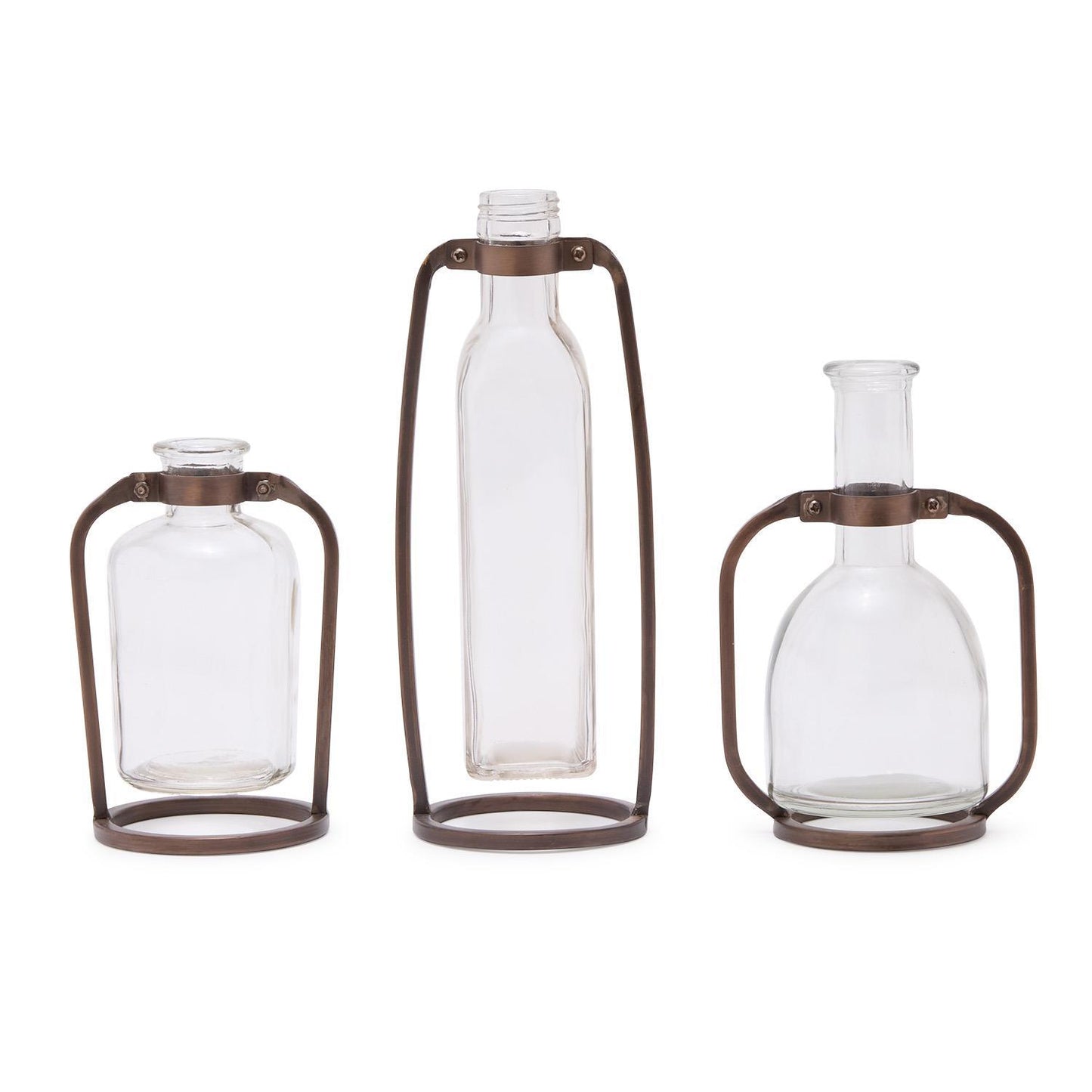 Bud Vase with Metal Stand (Set of 3)