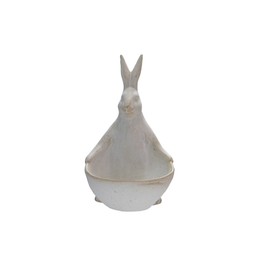 Stoneware Rabbit with Bowl