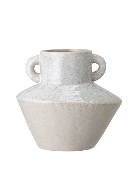 White Stone Vase with Handles