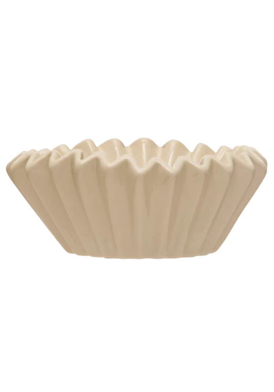White Fluted Stoneware Bowl