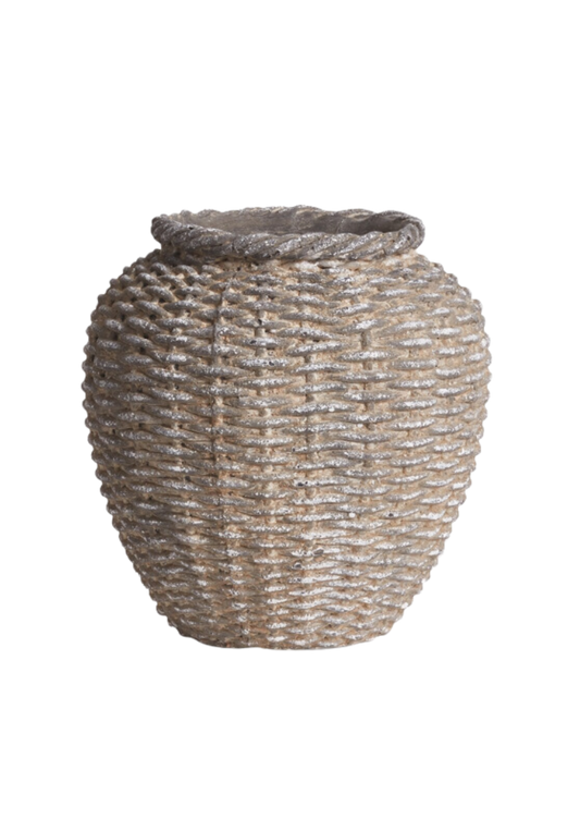 Large Round Woven Concrete Vase