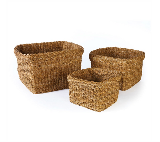 Woven Square Basket with Cuff