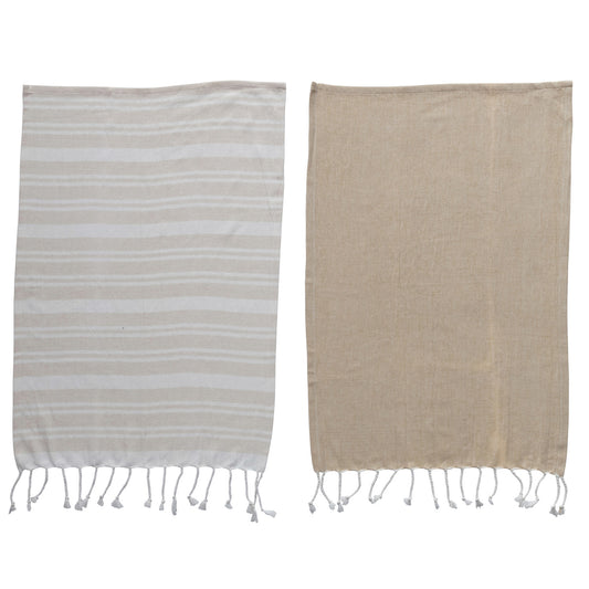 Woven Cotton Tea Towel with Tassels