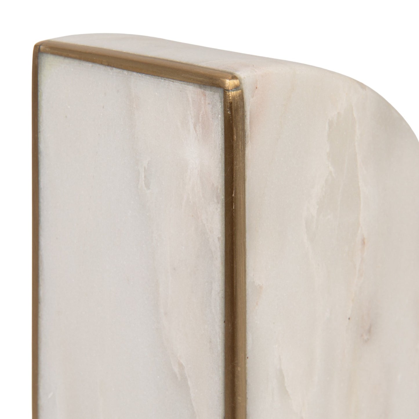 Marble Bookends with Brass Inlay (Set of 2)