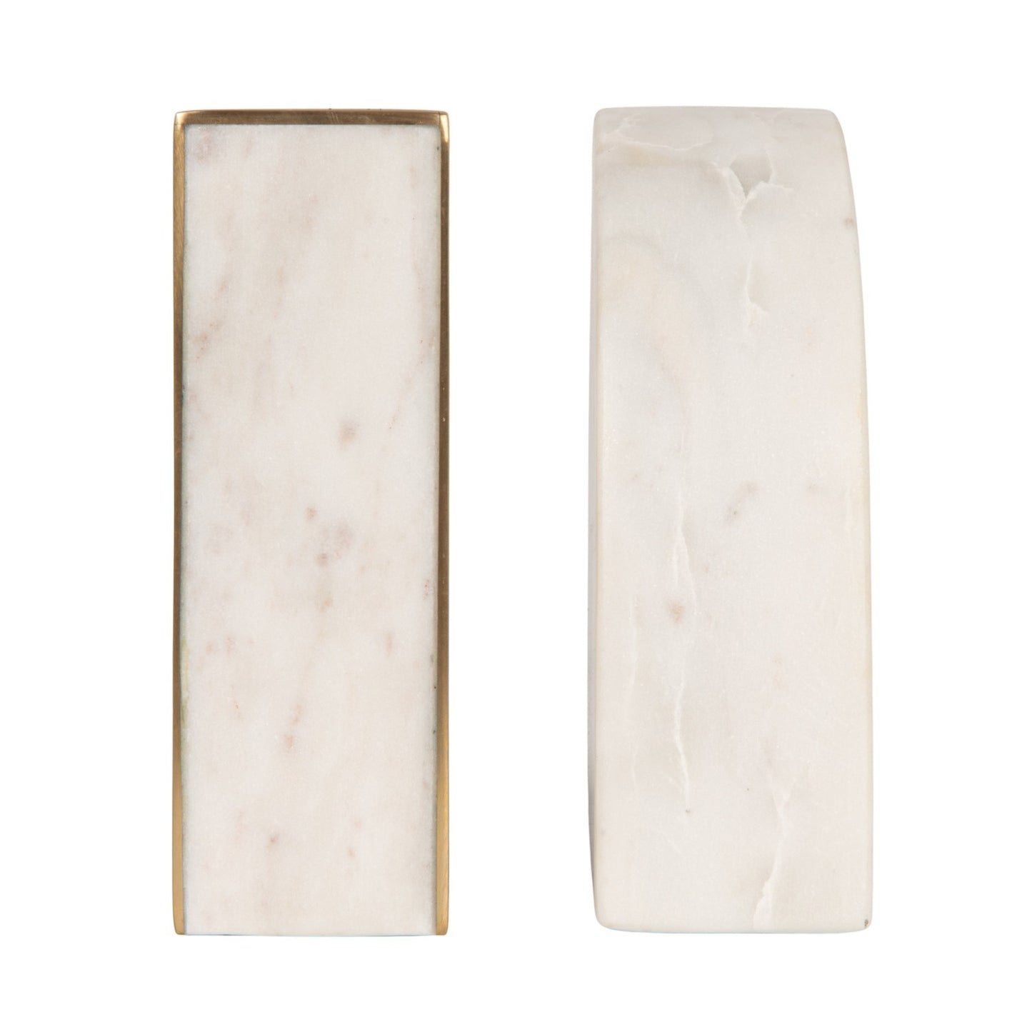 Marble Bookends with Brass Inlay (Set of 2)