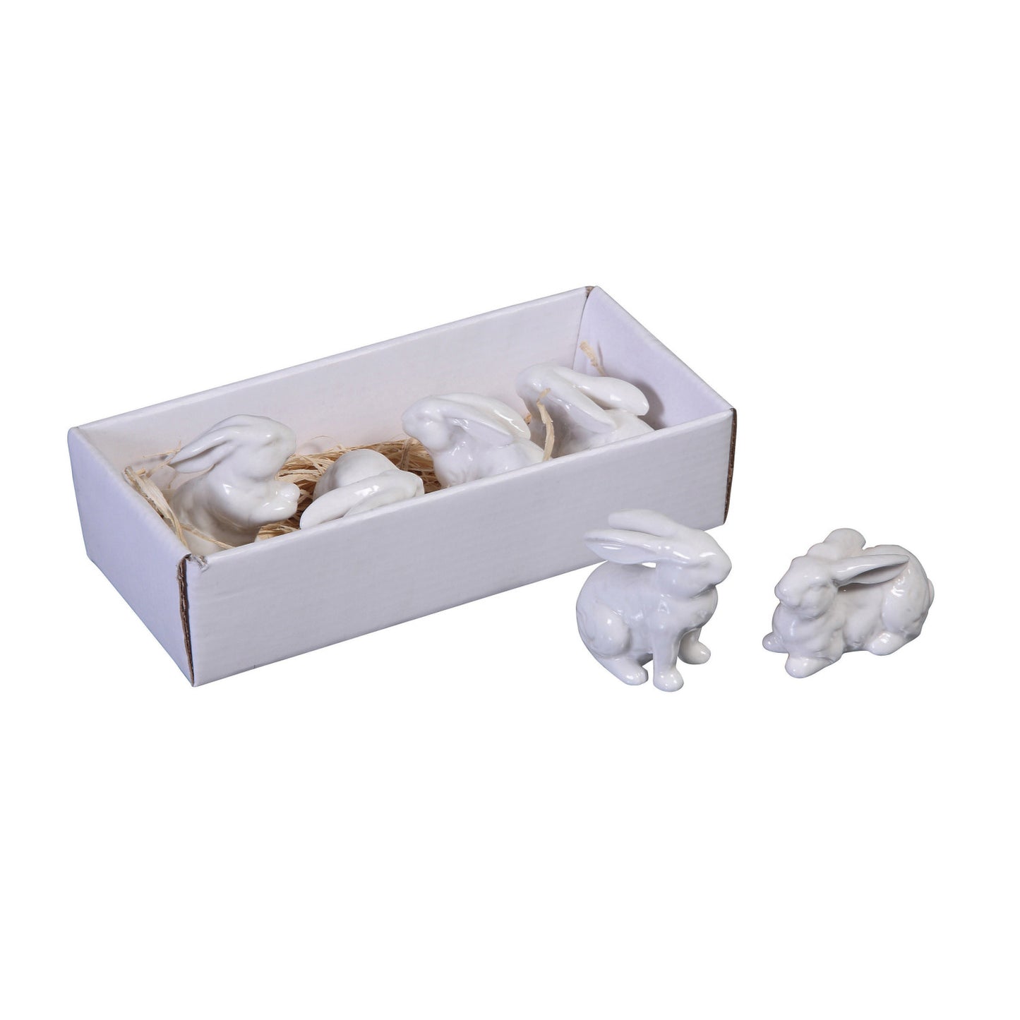 White Ceramic Bunnies (Set of 6)