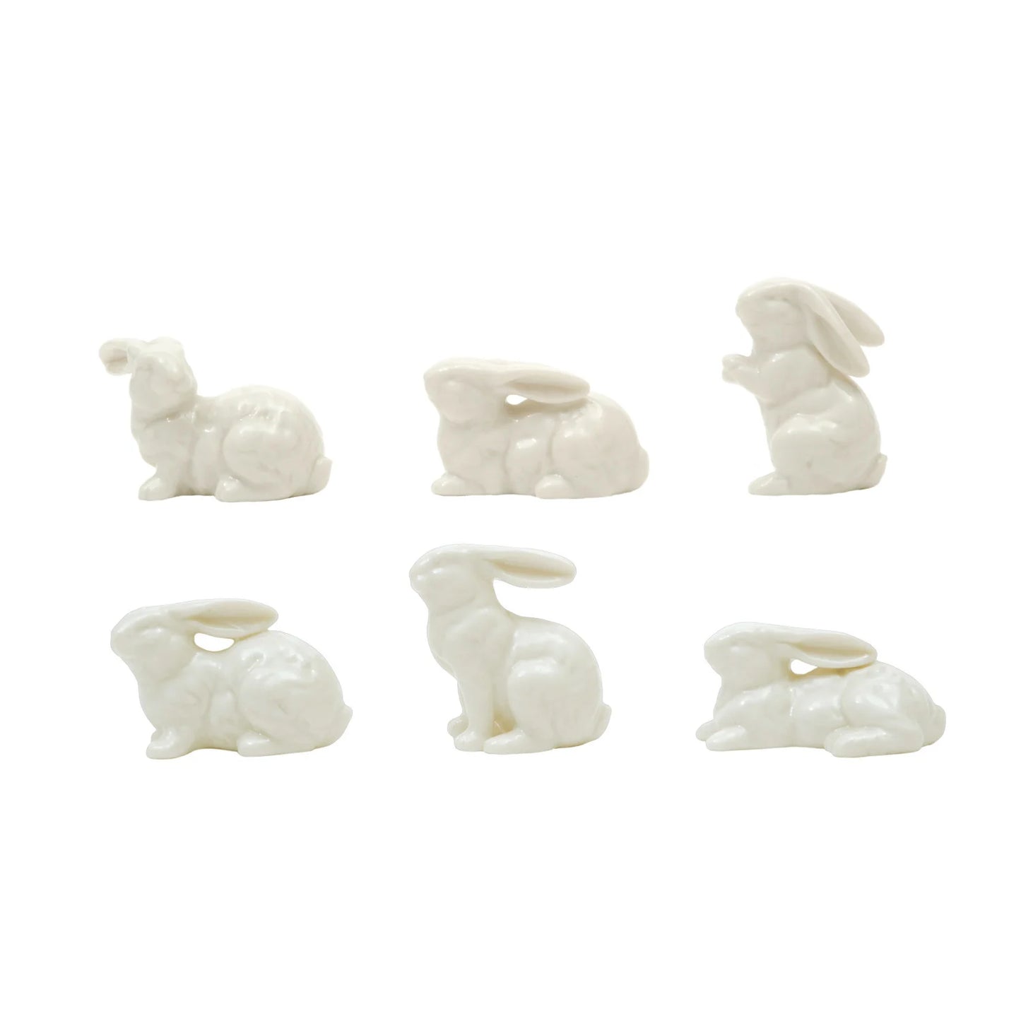 White Ceramic Bunnies (Set of 6)