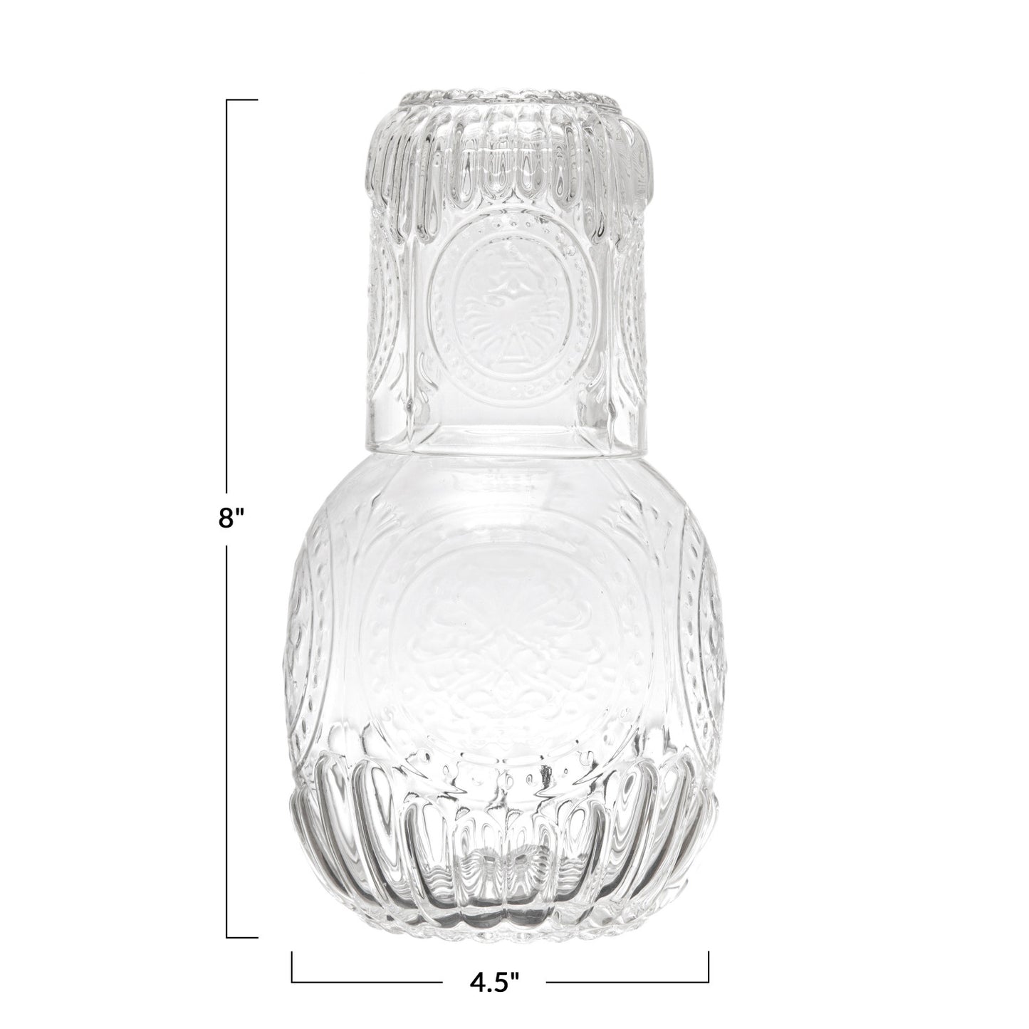 Embossed Carafe with Drinking Glass