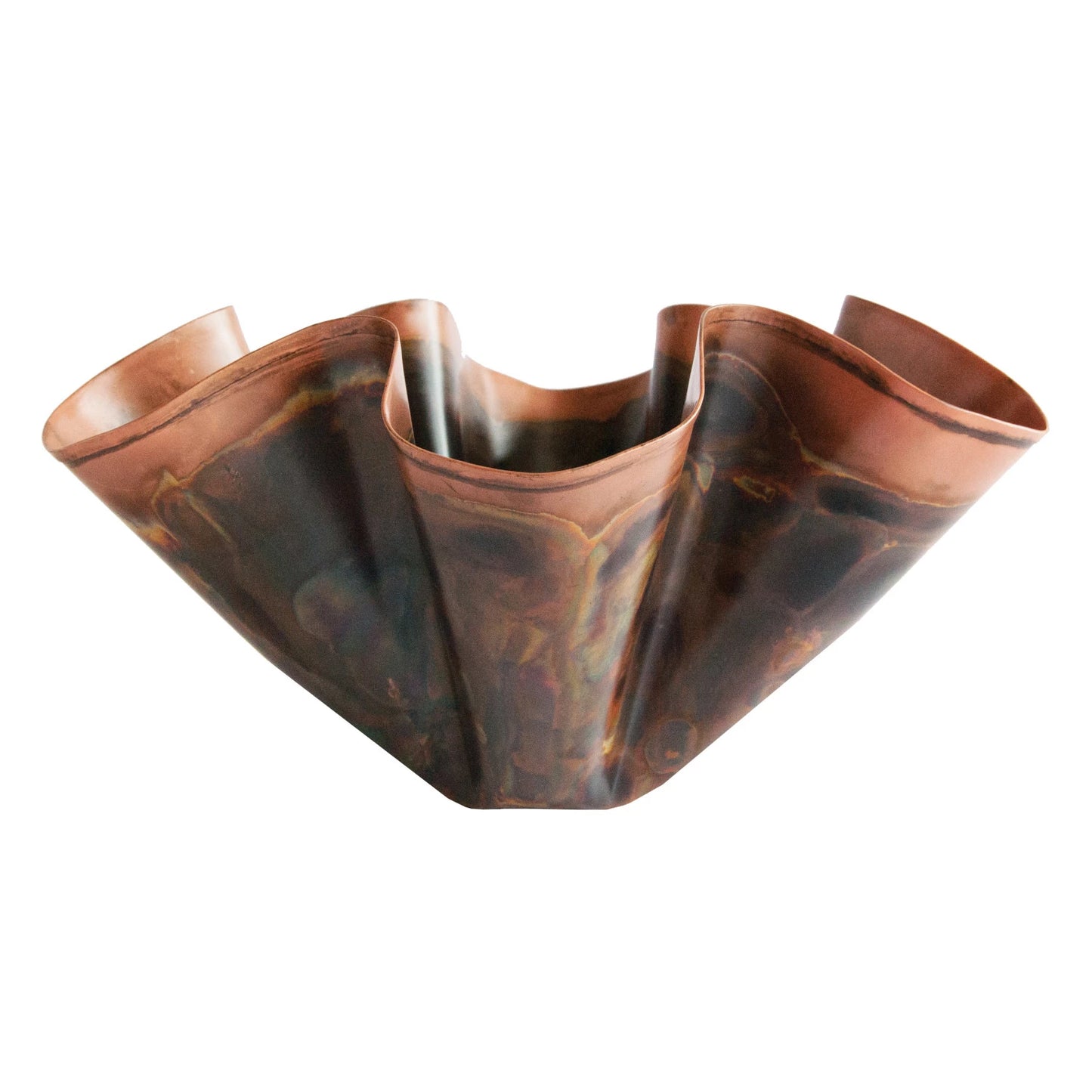 Oxidized Copper Ruffled Bowl