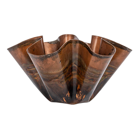 Oxidized Copper Ruffled Bowl