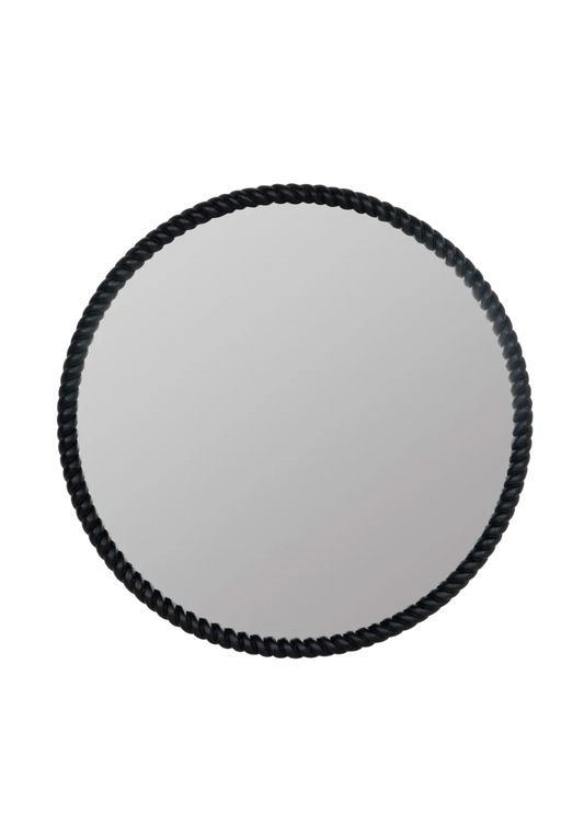 Twisted Black Round Mirror