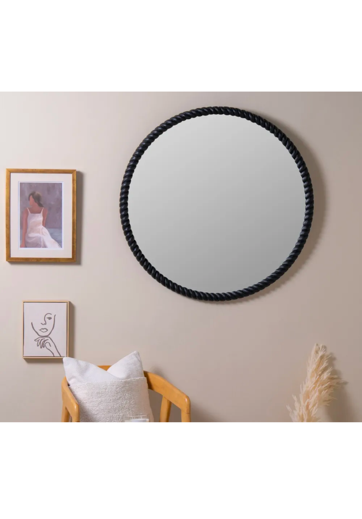 Twisted Black Round Mirror