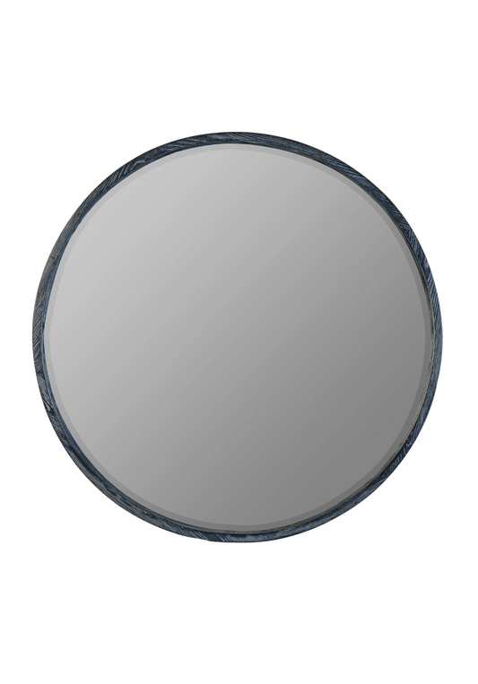 Raised Gray Round Mirror