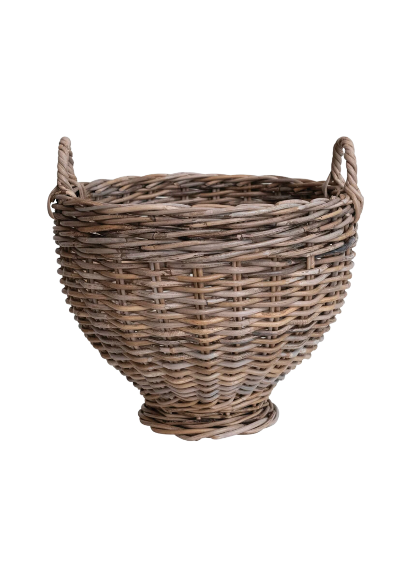 Footed Rattan Basket with Handles
