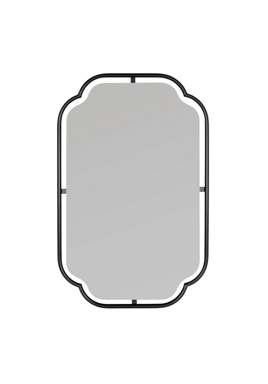 Oval Shaped Black Metal Mirror