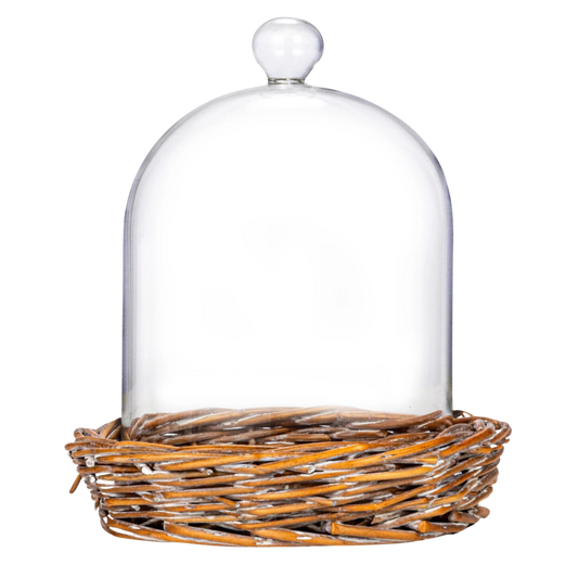 Glass Cloche with Woven Base