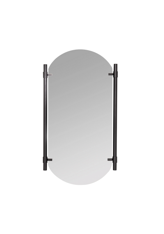 Frameless Black Oval Mirror