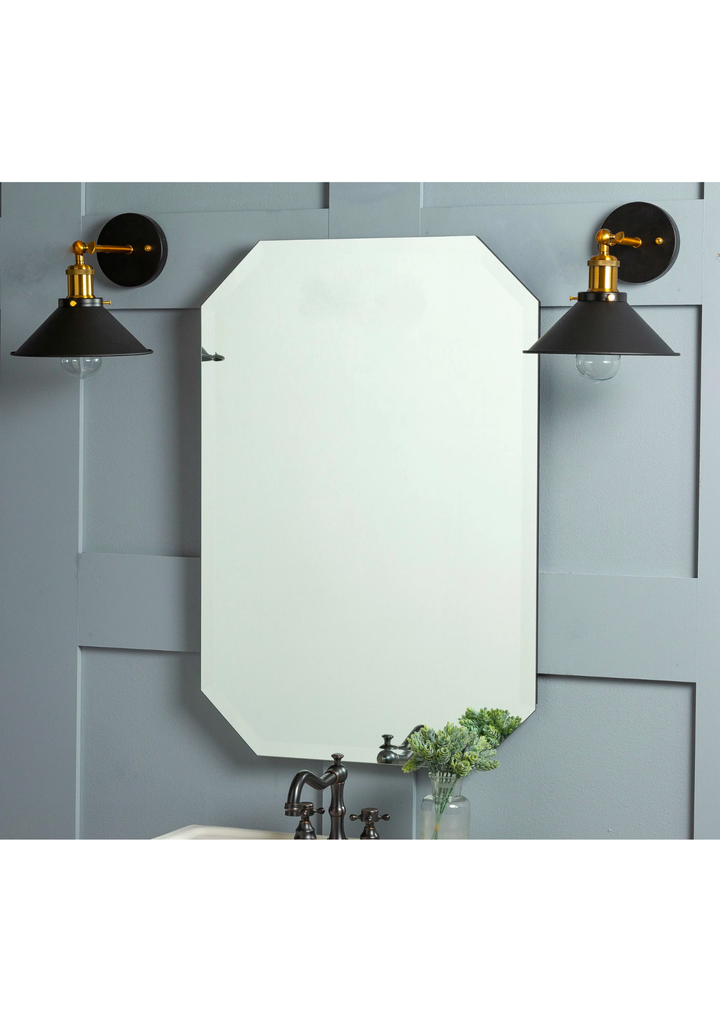 Framless Beveled Oval Mirror