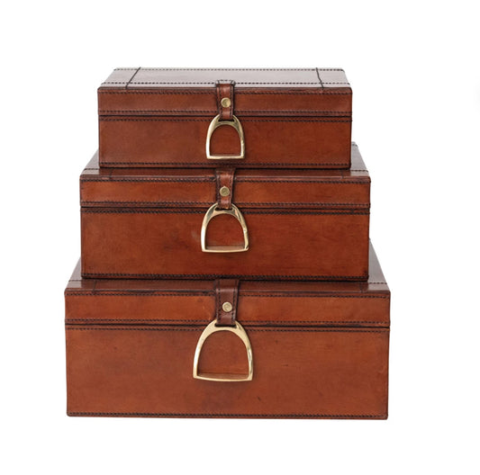Nesting Boxes with Brass Closure (Set of 3)