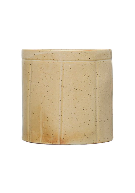 Debossed Lines Stoneware Crock