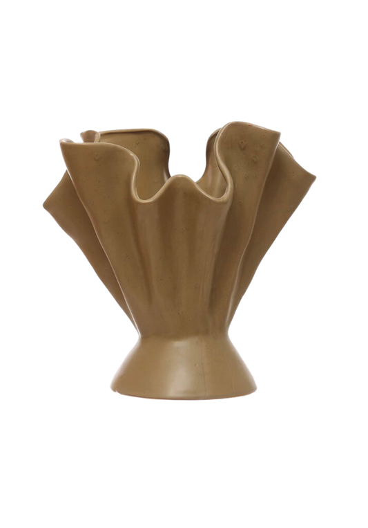 Ruffled Sage Glaze Vase