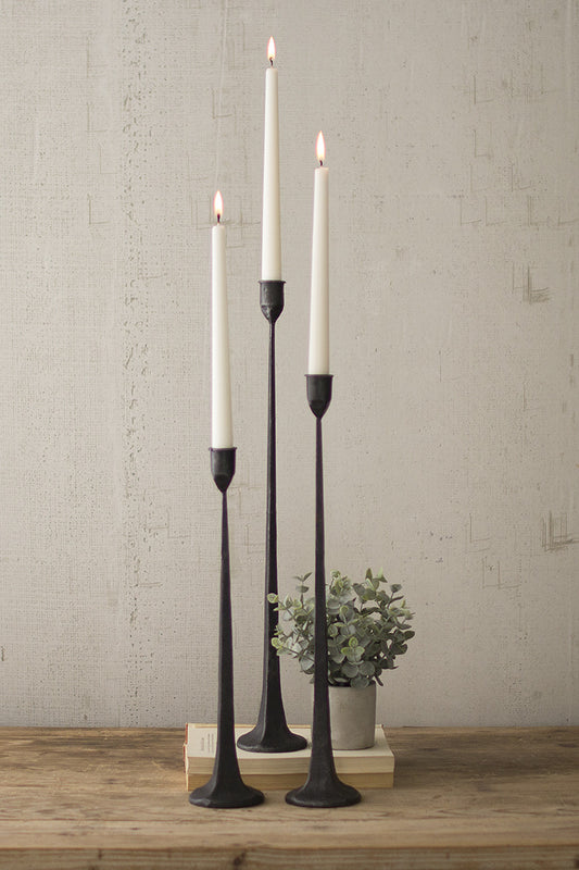 Tall Cast Iron Taper Candle Holders (Set of 3)