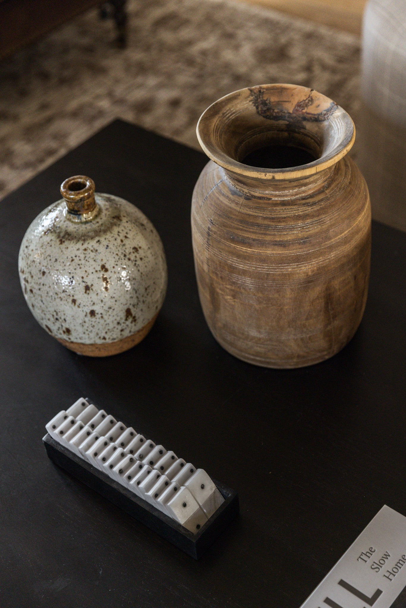 Alabaster Dominoes in Soapstone Box