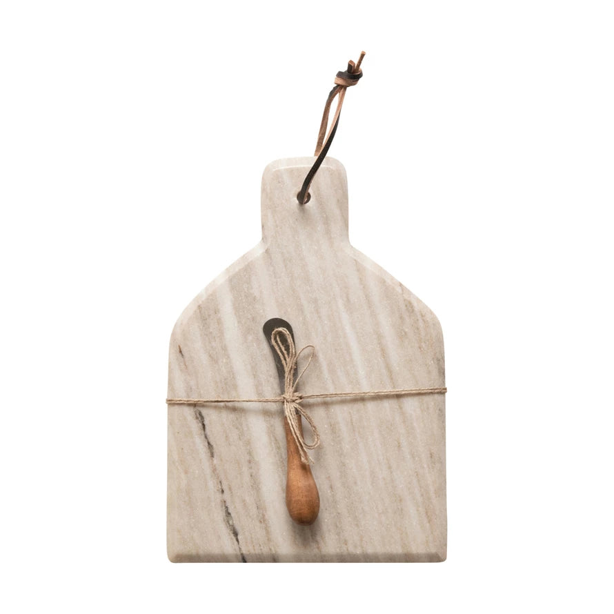 Marble Cutting Board with Knife
