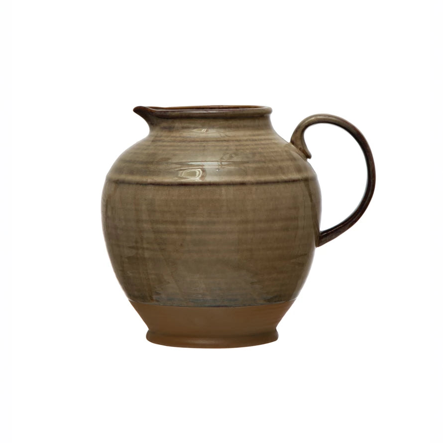Stoneware reactive glaze pitcher