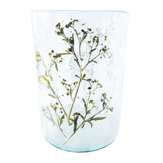 Glass Votive with Candlenut Leaves