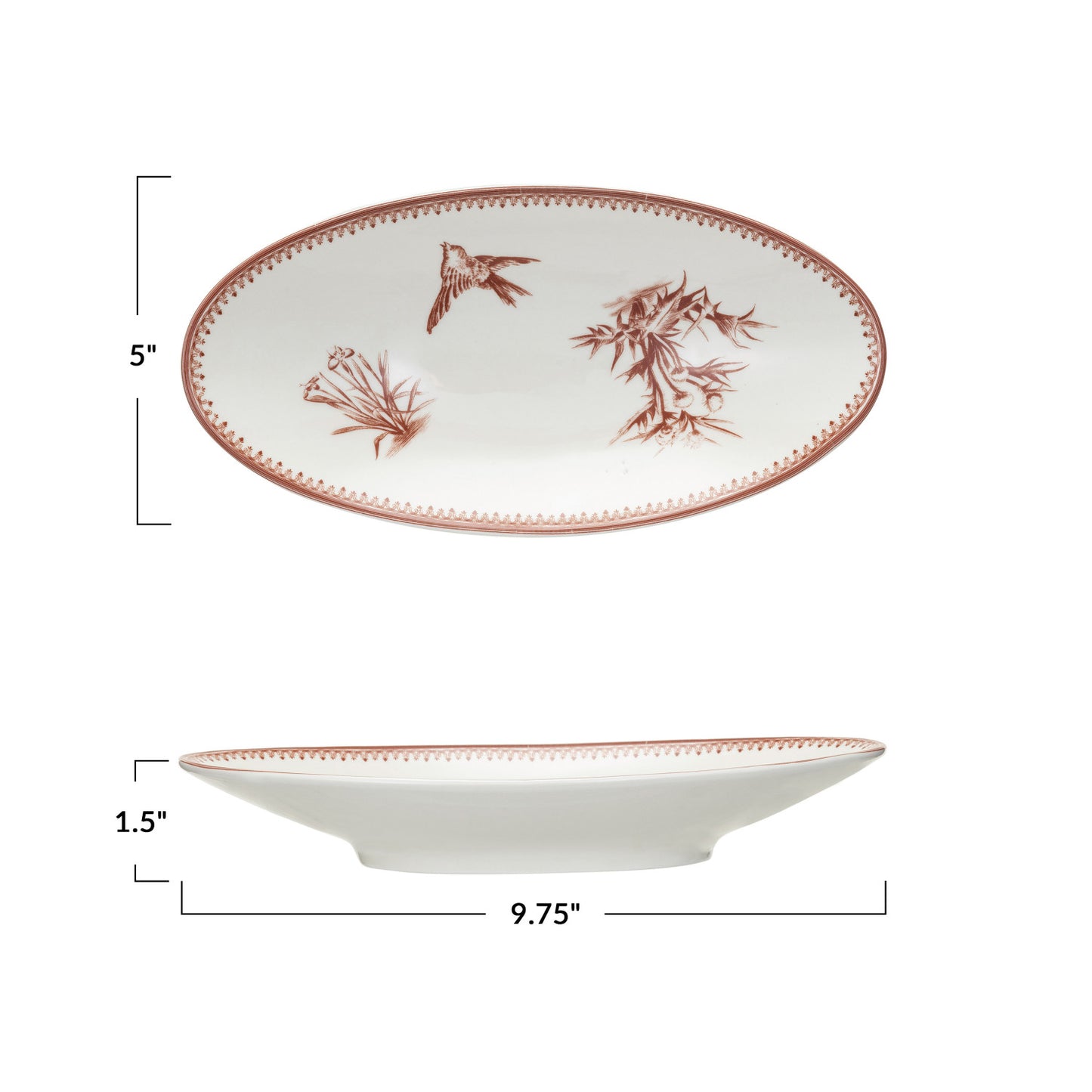 Bird and Botanical Stoneware Plate