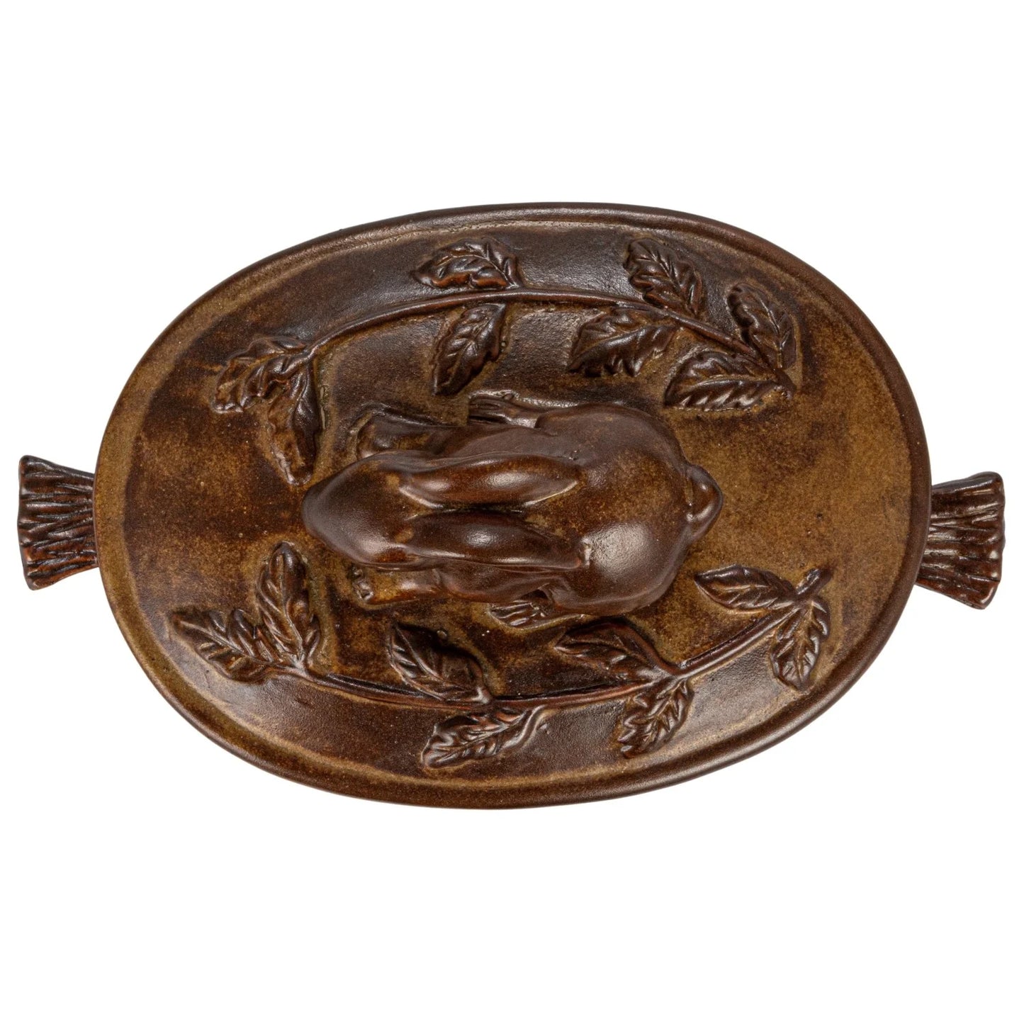 Rabbit Topped Stoneware Baker