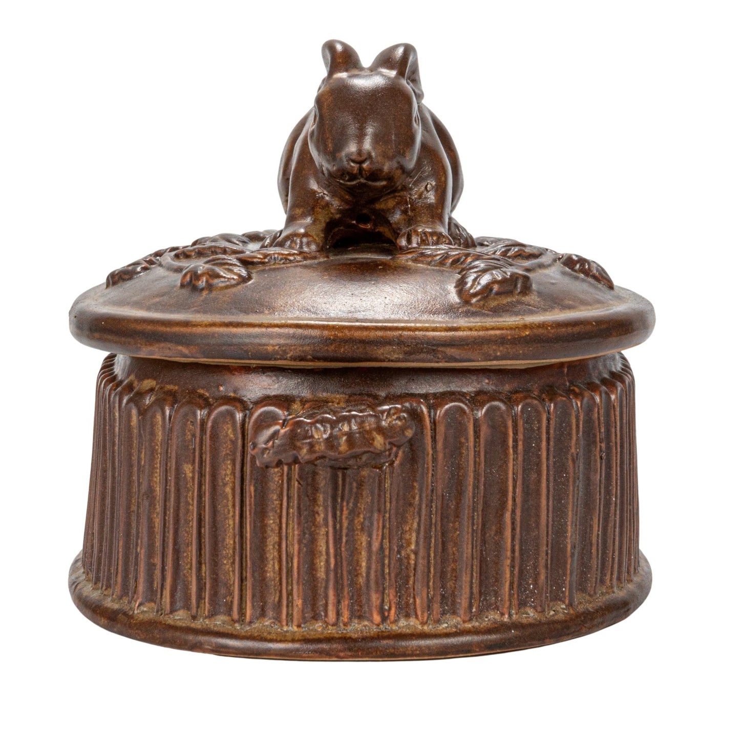 Rabbit Topped Stoneware Baker